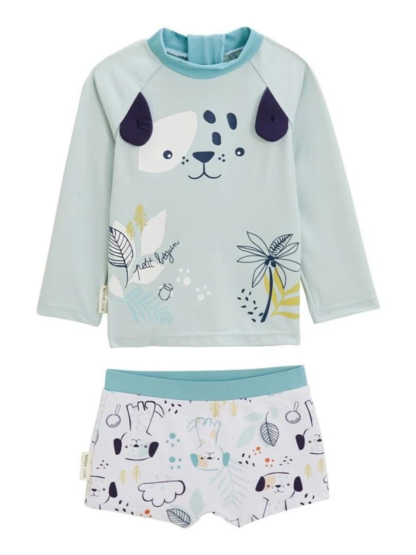 Maillot de bain bébé 2 pièces t shirt de protection UV & boxer Elliot Bleu