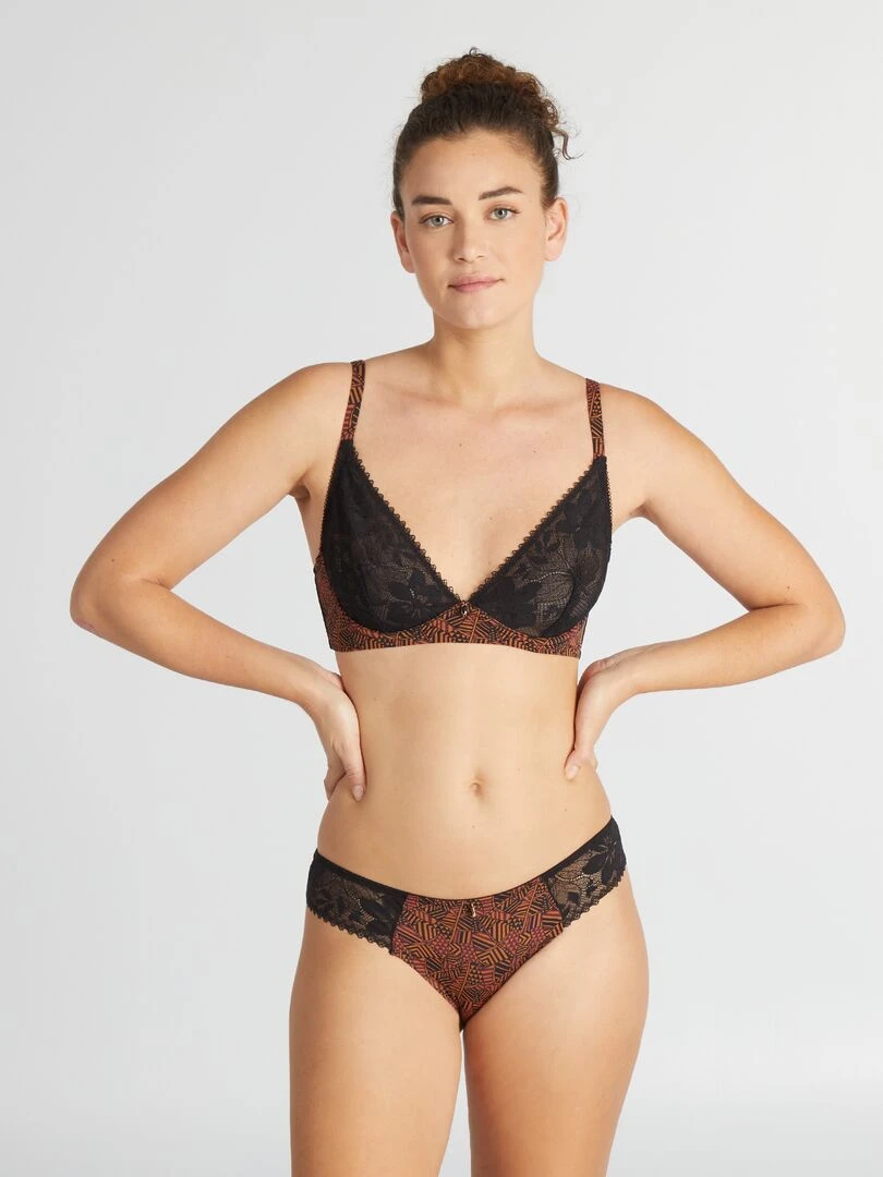 Culotte en microfibre et dentelle 'Envie de Lingerie'   Marron