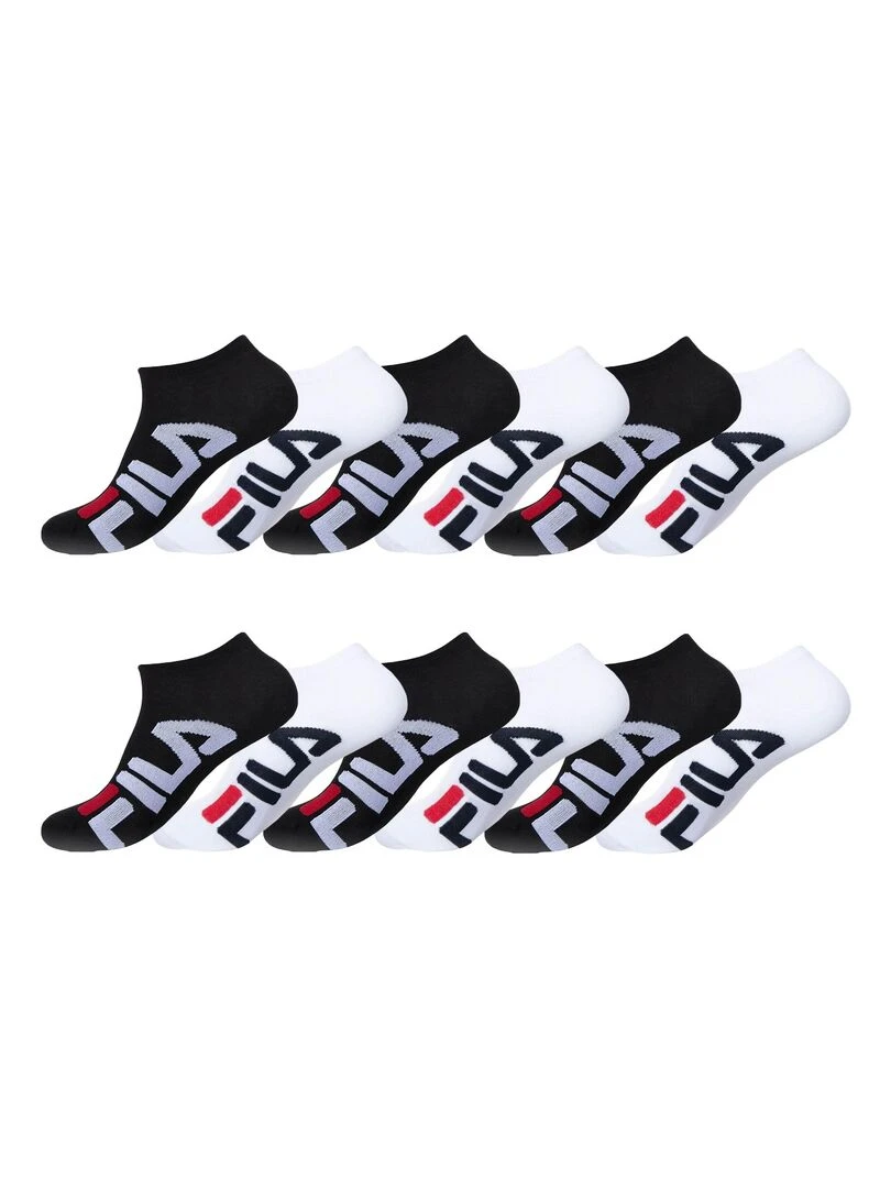 Lot de 12 Paires de Chaussettes socquettes homme Fila Noir Blanc