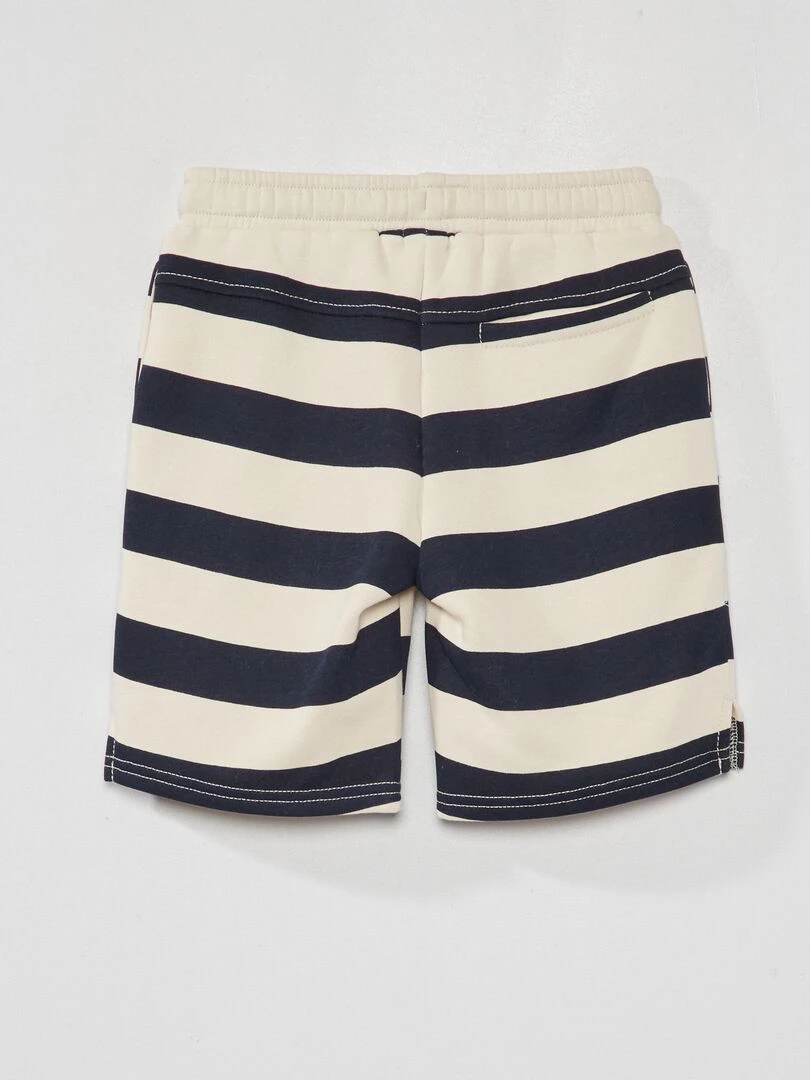 Short en molleton rayé Marine/blanc