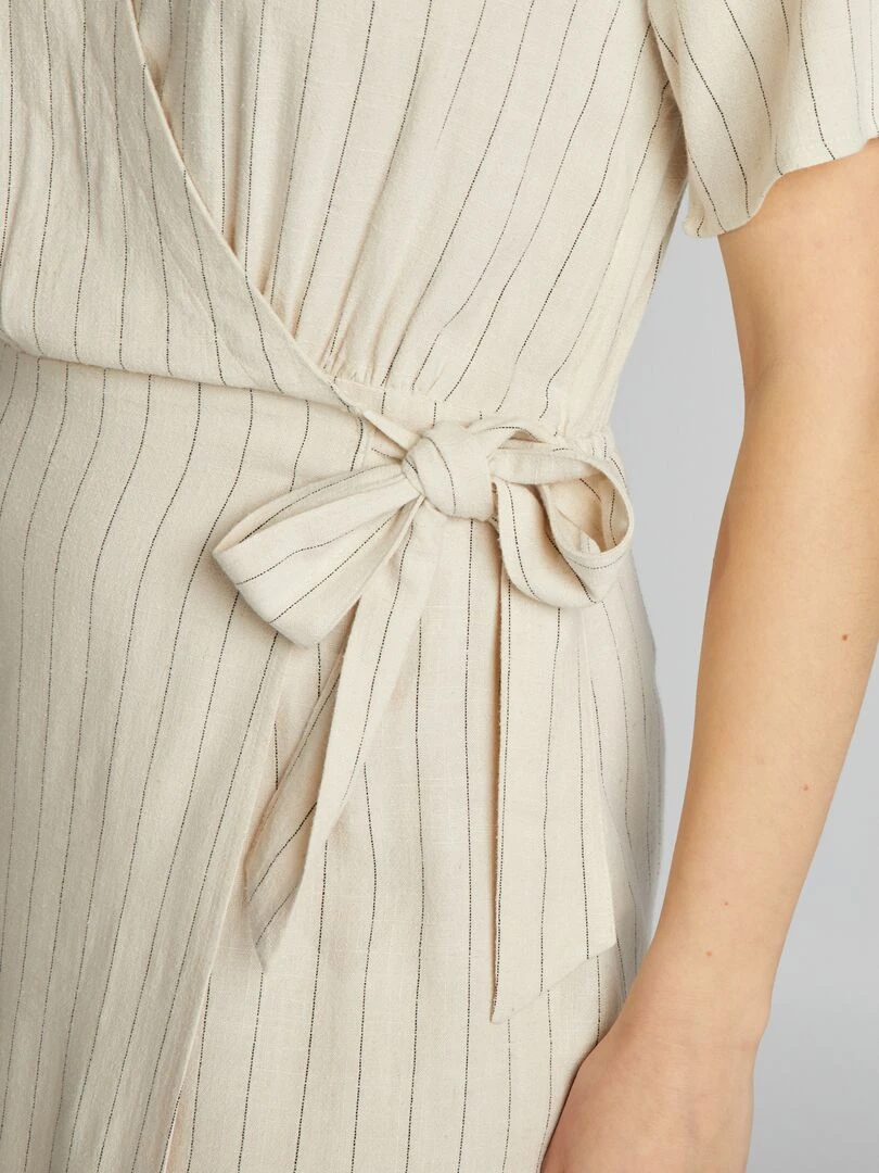 Robe wrap en lin   Beige