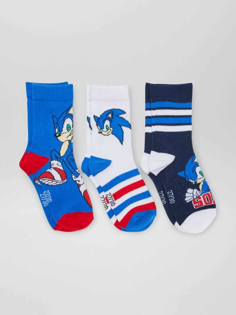 Lot de chaussettes 'Sonic' 3 paires Bleu/rouge