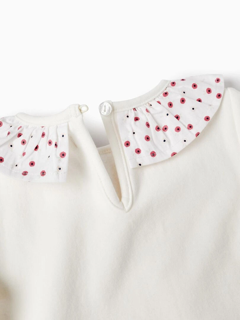 Sweat en Maille avec Volants et Nœuds pour Bébé Fille 'Floral'  SPRING BEGINS   Blanc