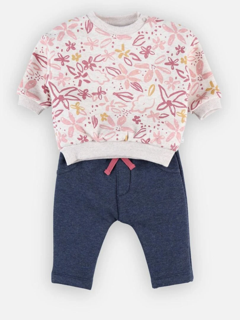 Set sweat fleuri + jogging  rose/bleu   Noukie's   Bleu