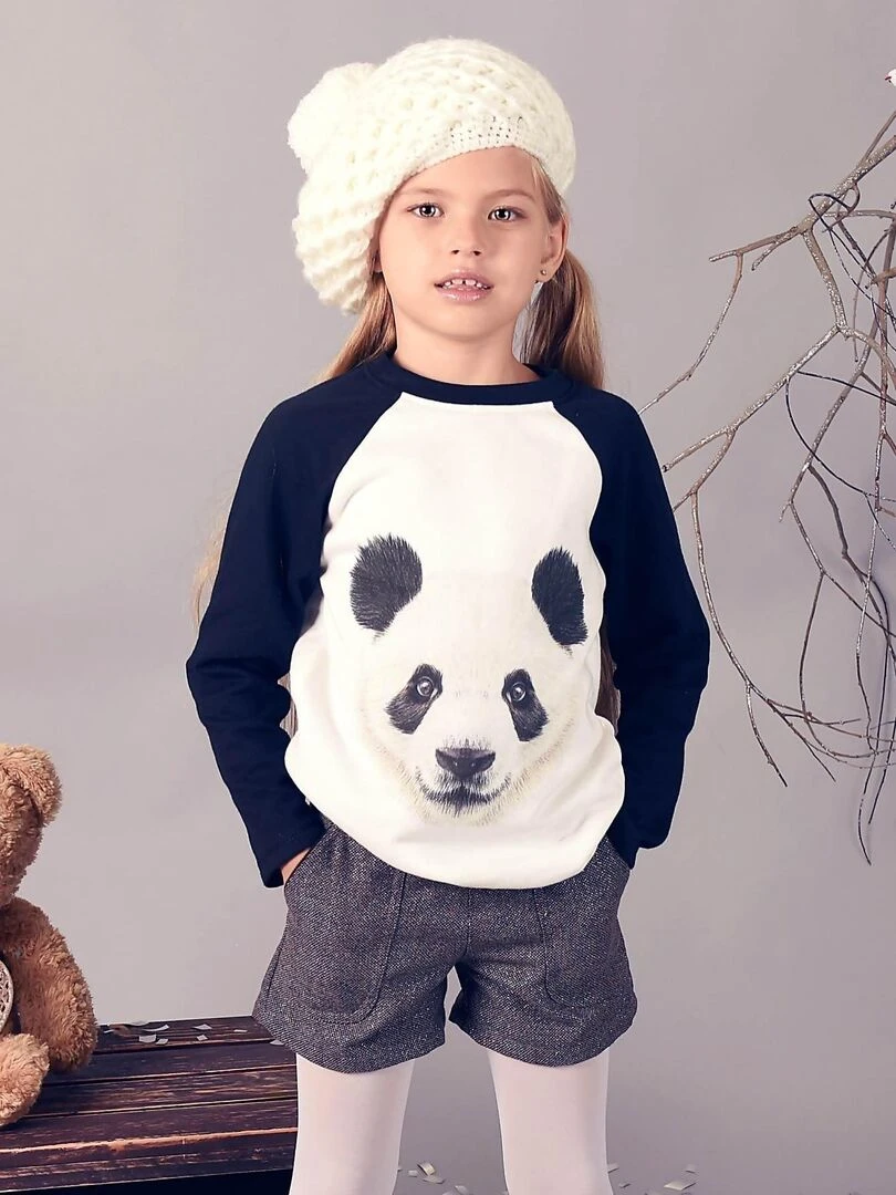 Sweat shirt Garçon Beige Noir PANDA 'LA FAUTE A VOLTAIRE' Noir Beige Noir