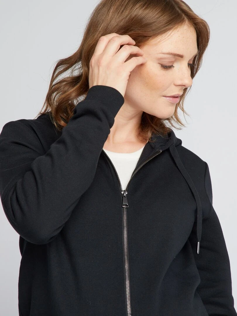 Sweat zippé grossesse en molleton   noir