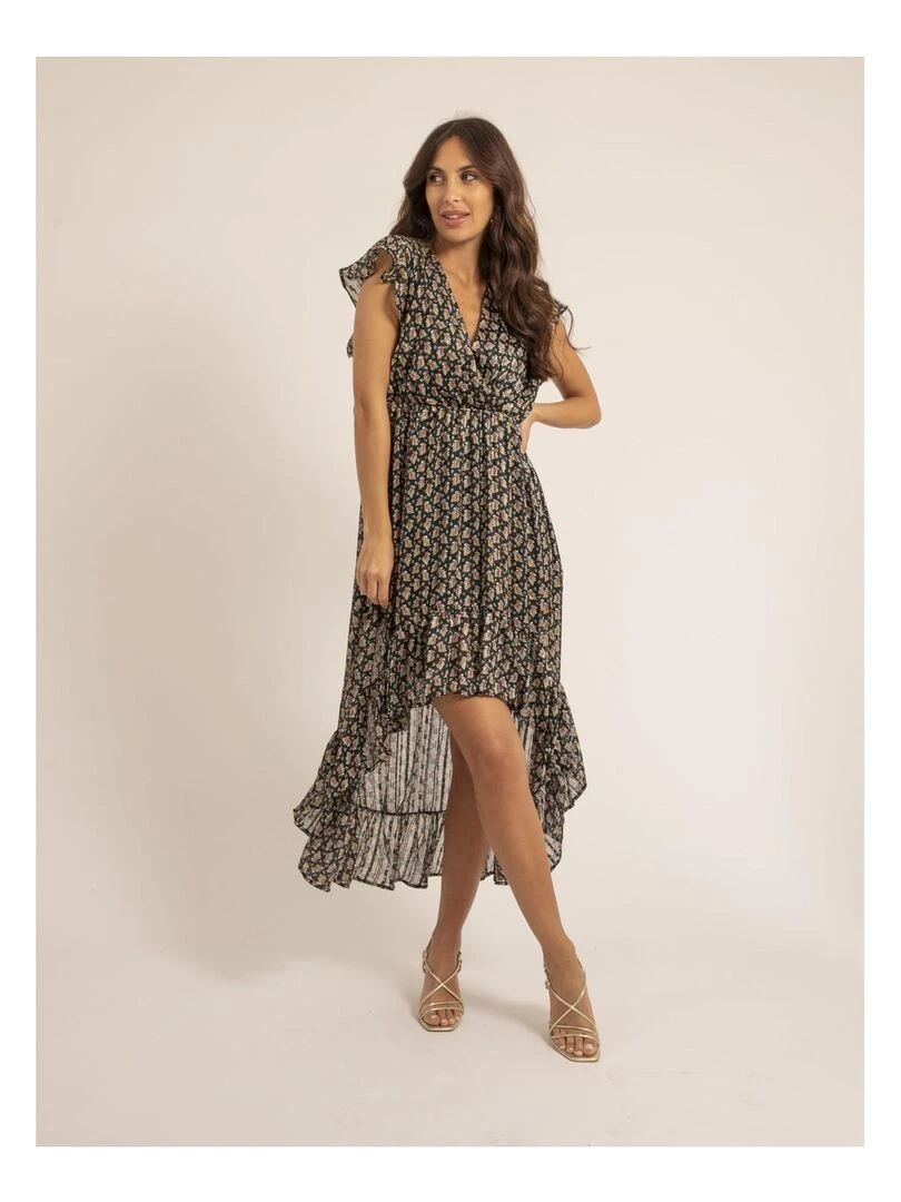 Robe longue motifs IGALIE   Noir