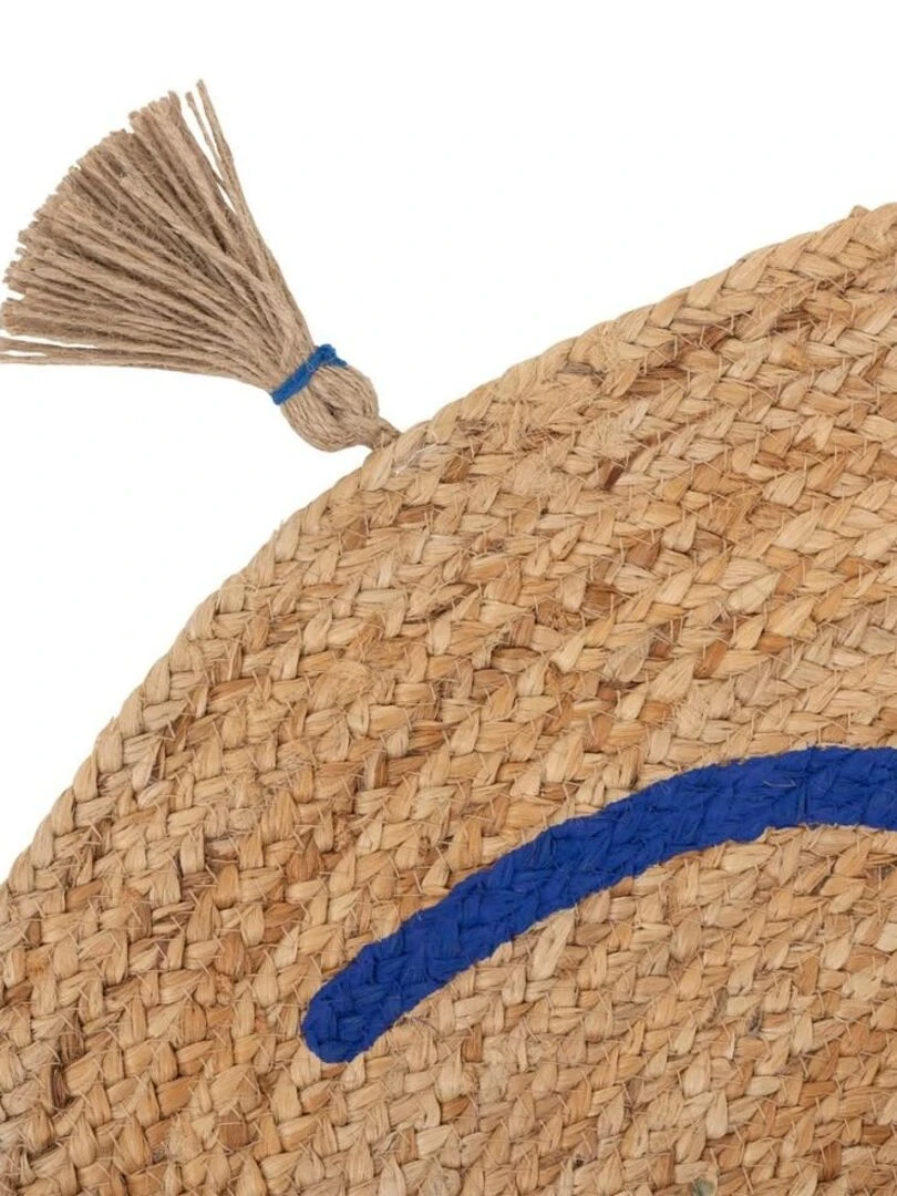 Tapis jute imprimé pompons Soleya D80 Beige