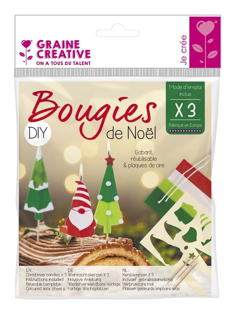 3 bougies pour bûche de Noël à faire soi même   N/A