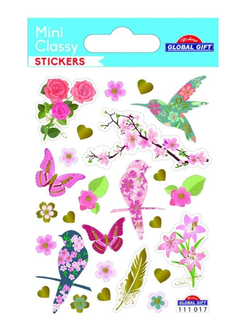 Stickers Printemps Oiseaux et fleurs 1 8 cm N/A