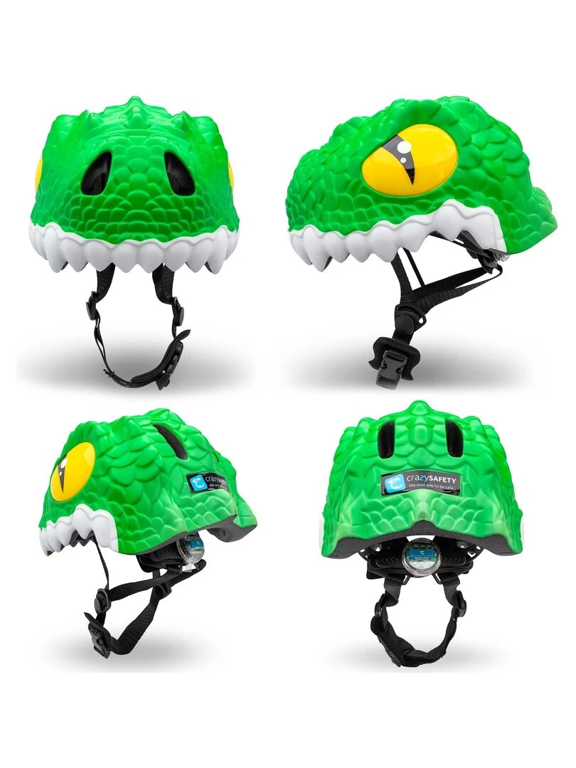 Casque de Vélo pour enfants   Crocodile Vert   Crazy Safety   Certifié EN1078   Vert