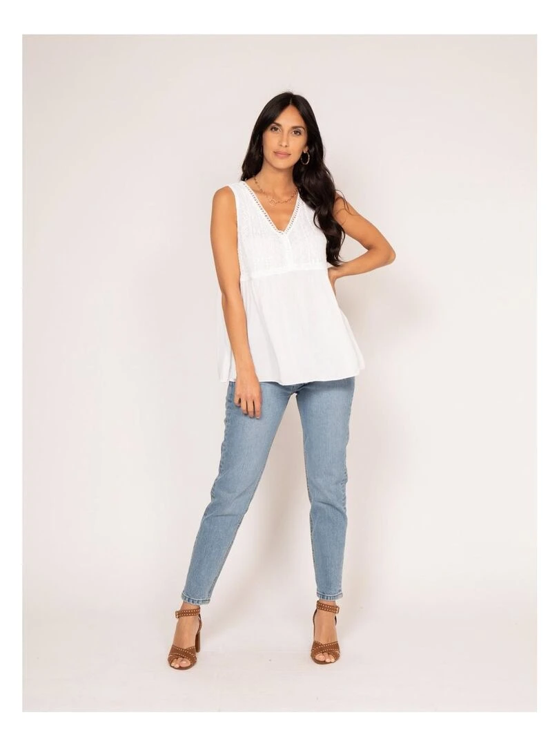 Top dentelle FLOA   Blanc