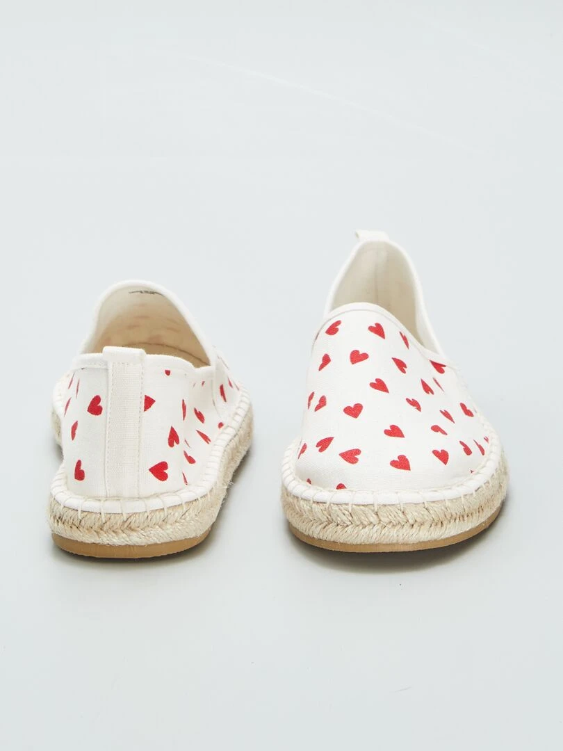 Espadrilles en toile cœurs   Rouge