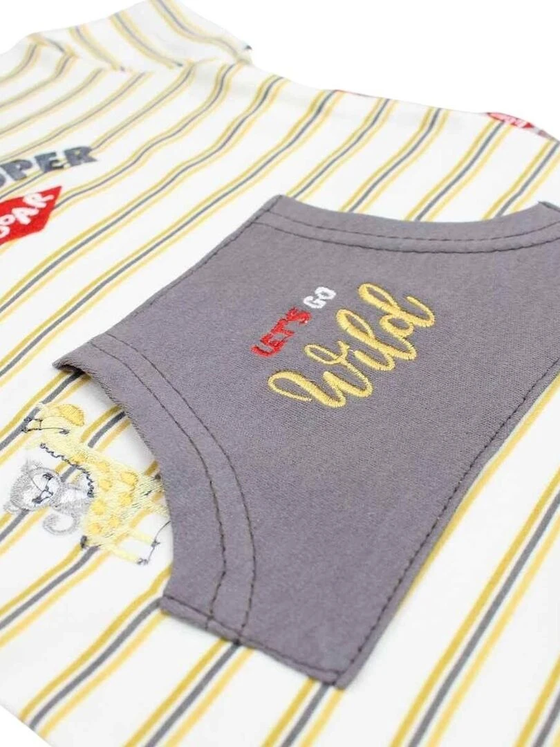 Lee Cooper   Combishort bébé garçon imprimé logo en coton   Gris