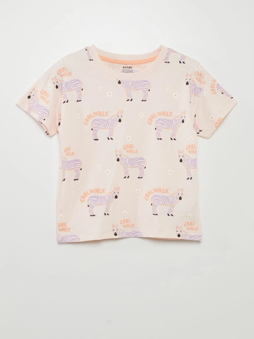 Ensemble de pyjama imprimé : T shirt + short   2 pièces   Orange