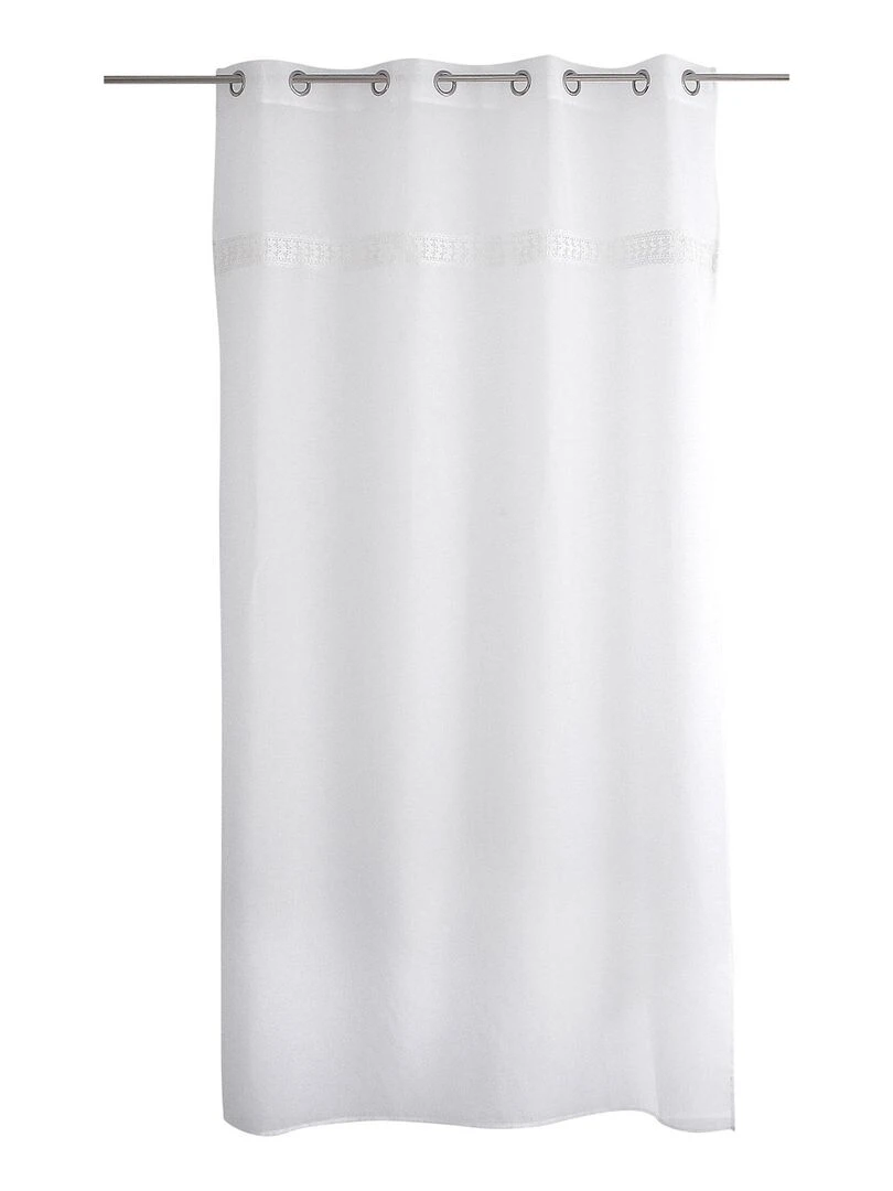 Voilage tamisant avec galon en macramé Blanc