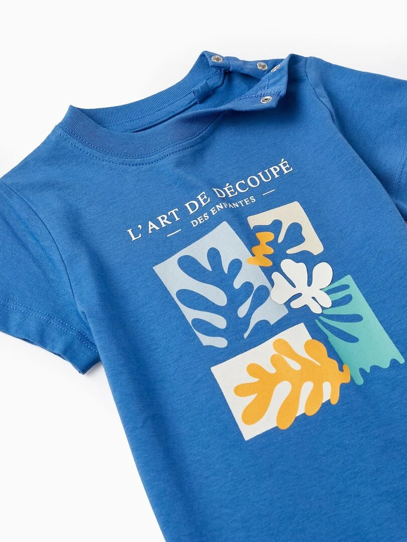 T shirt à manches courtes pour bébé garçon 'L'Art de Décopé' manches courtes MATISSE   Bleu