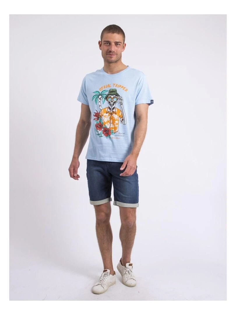 T shirt col rond NULRIK   Bleu ciel