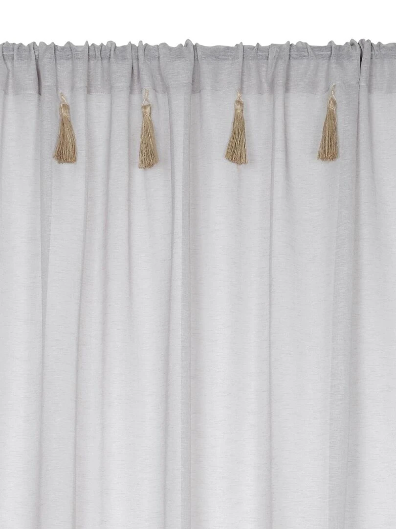 Voilage bohème à pompons en jute Beige