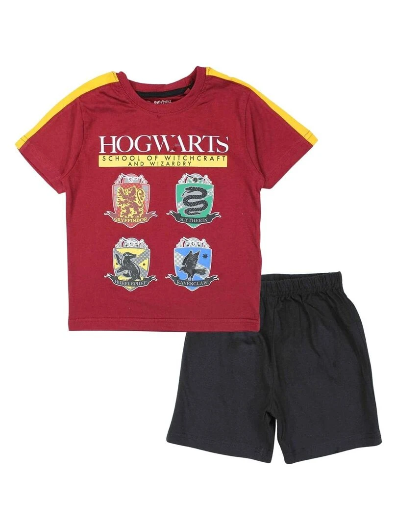 Harry Potter Ensemble T shirt short garçon Imprimé Harry Potter Bordeaux