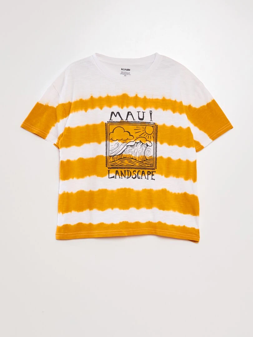 T shirt tye and dye animé Jaune