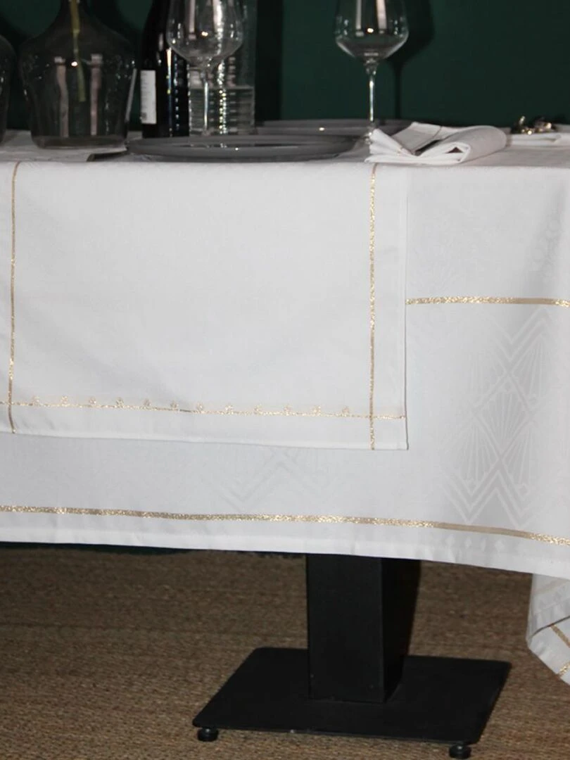 Chemin de table à motifs festifs Blanc