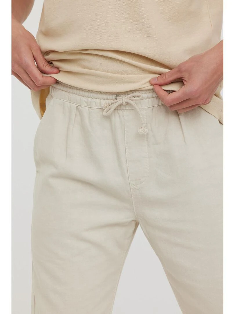 Lee Cooper   Pantalon coton/lin straight fit GORGEOUS   Beige