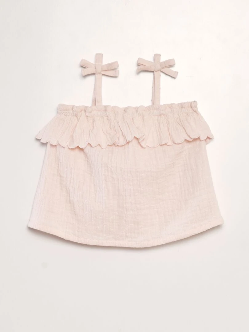 Blouse en plumetis en gaze de coton Rose