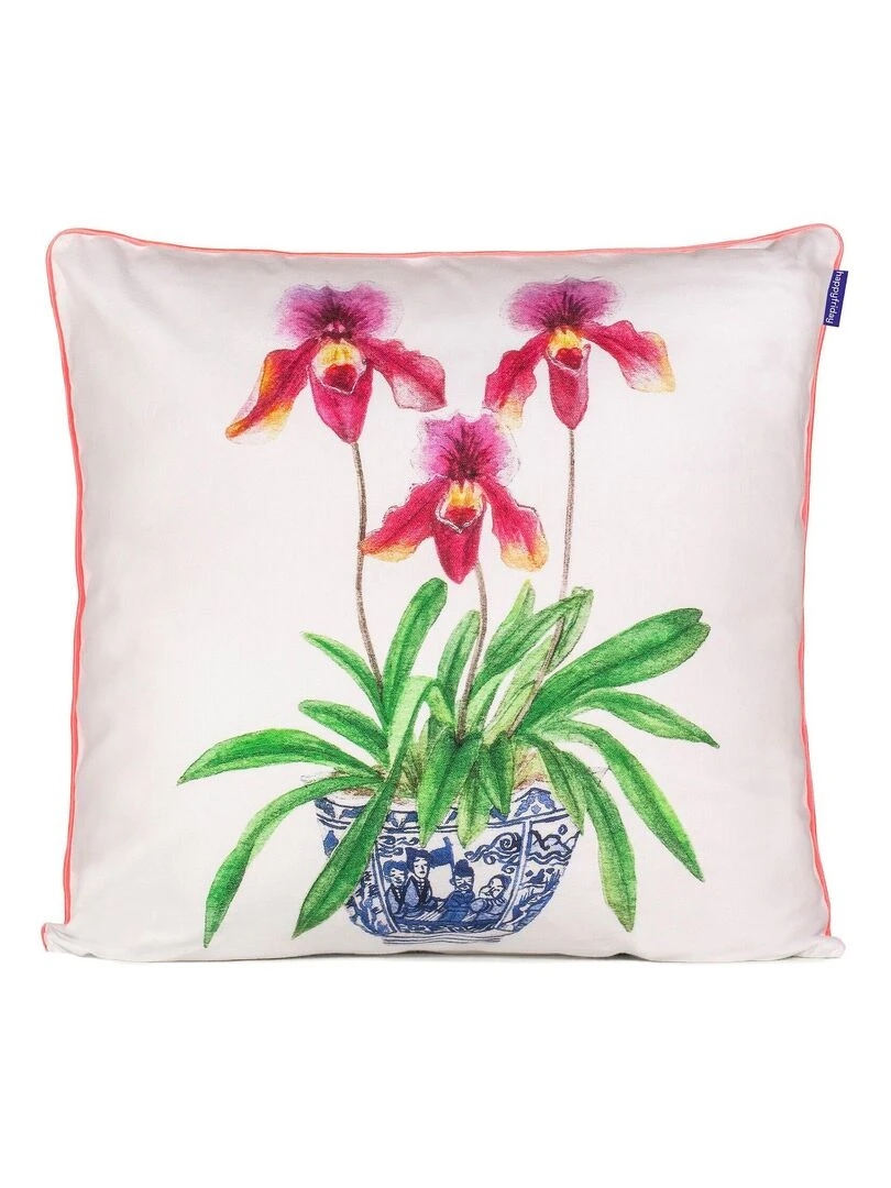 Housse de coussin décoratif Slipper "Happyfriday" Blanc