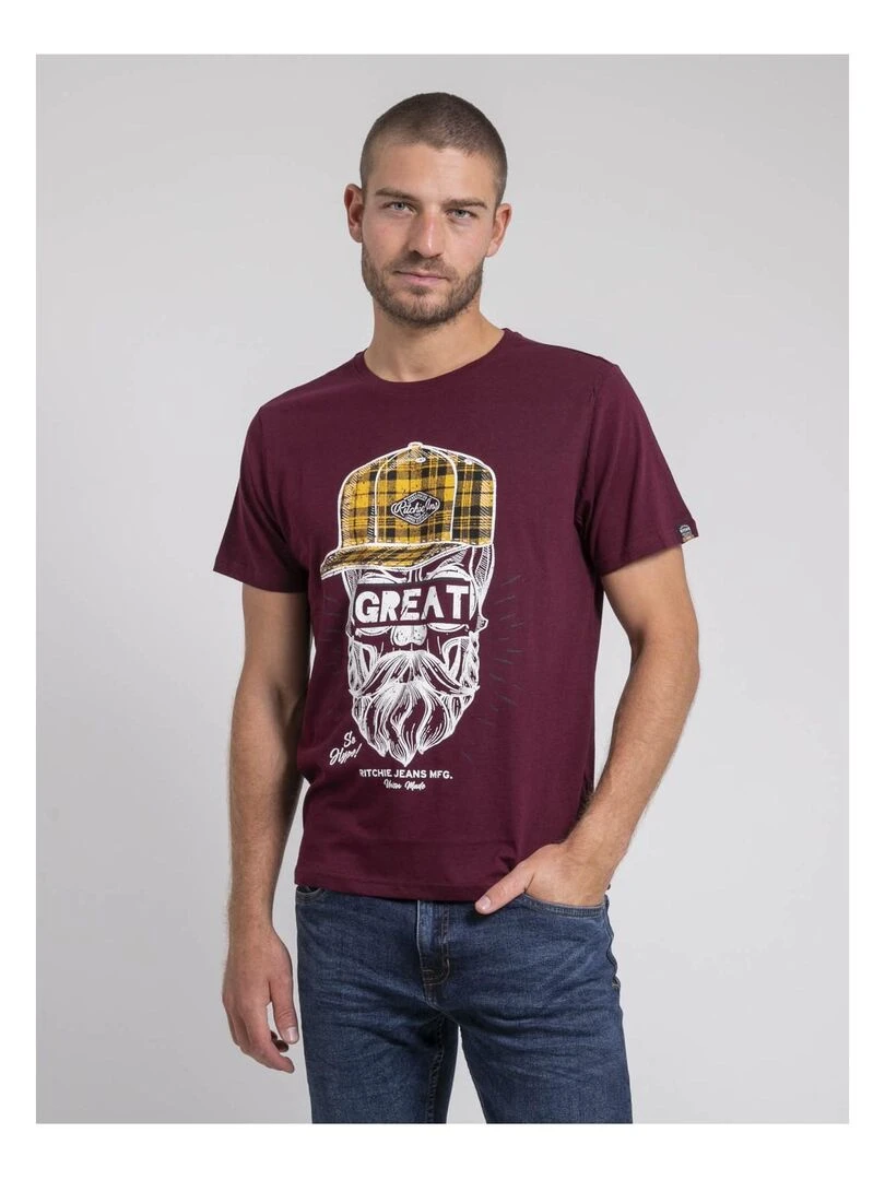 T shirt col rond pur coton JAMYTH Violet