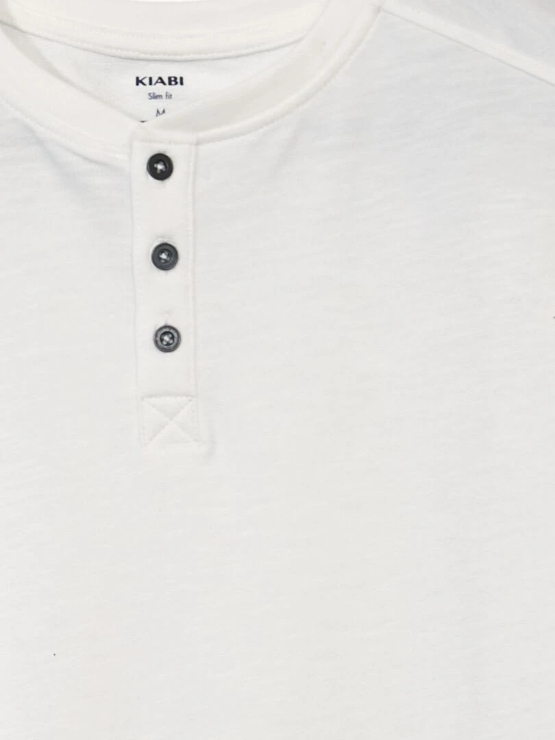 T shirt uni à col tunisien   blanc