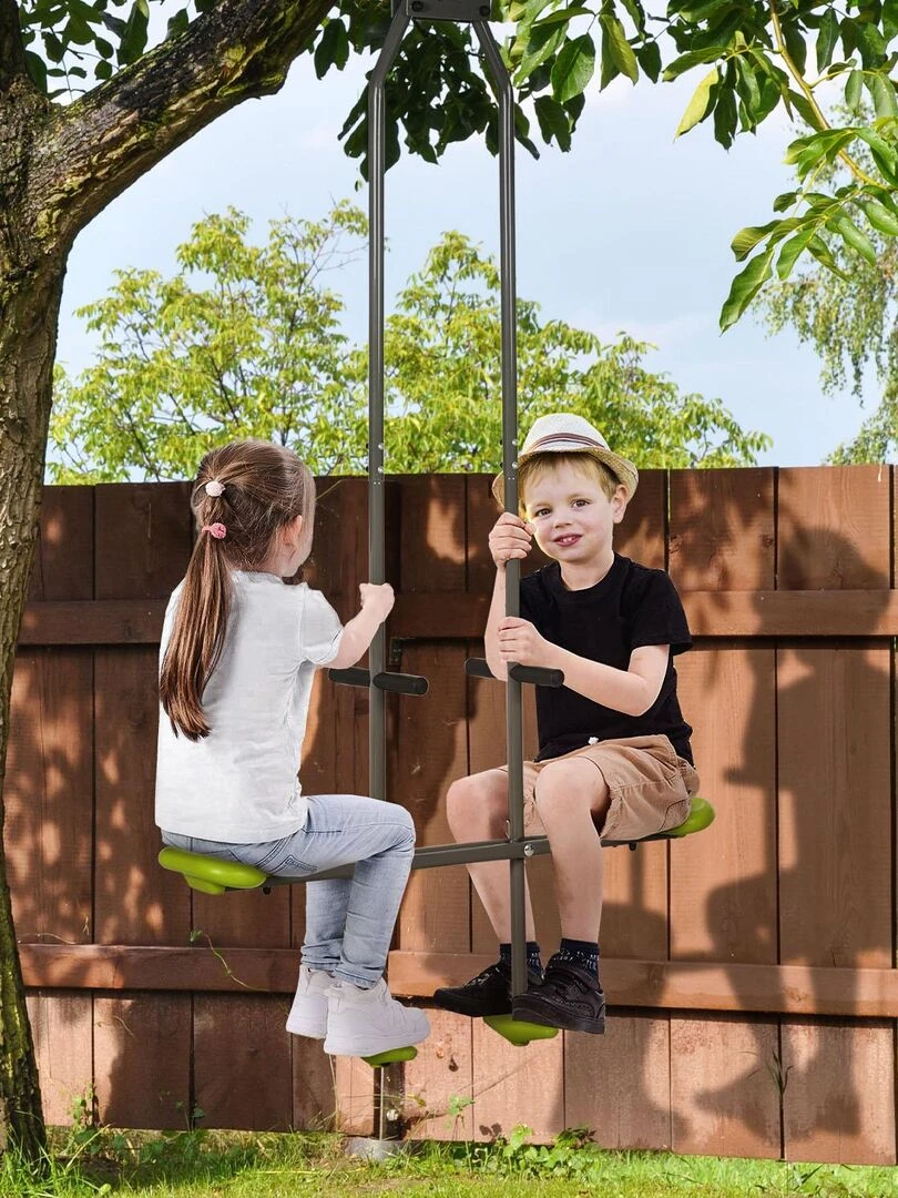 Balançoire agrès face à face enfant gris vert   Vert