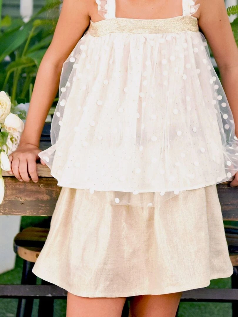 Jupe de Cérémonie Fille  Lin Beige Irisé Dé  ANGEL   La Faute à Voltaire   Doré/or