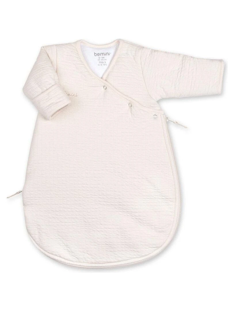 Bemini Gigoteuse avec moufles Pady Tetra Jersey et jersey Blanc cassé