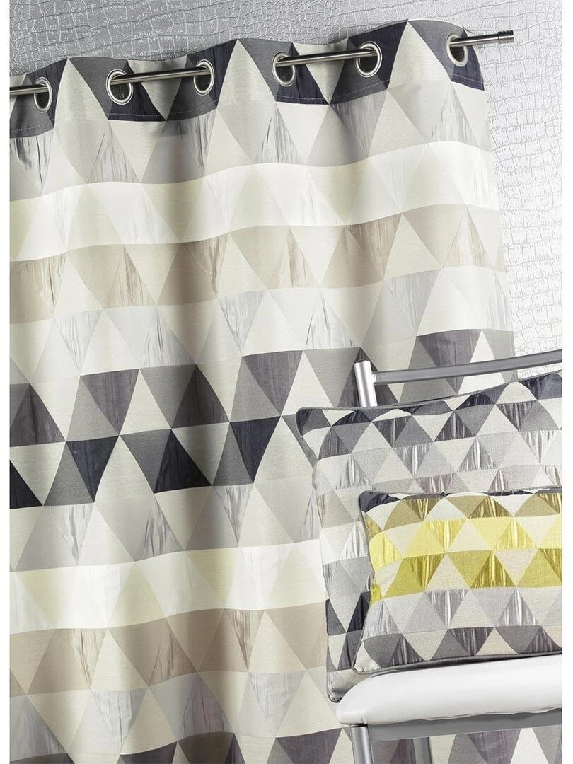 Rideau ameublement Jacquard 'triangles' Gris clair