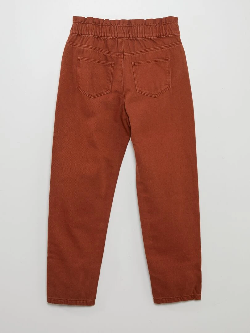 Jean paper bag à taille haute Marron