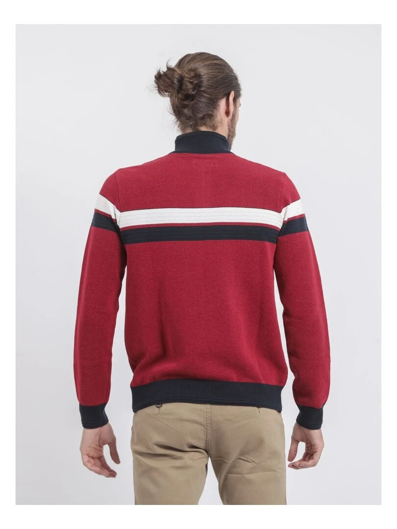 Pull col montant zippé pur coton LODJEFF Rouge