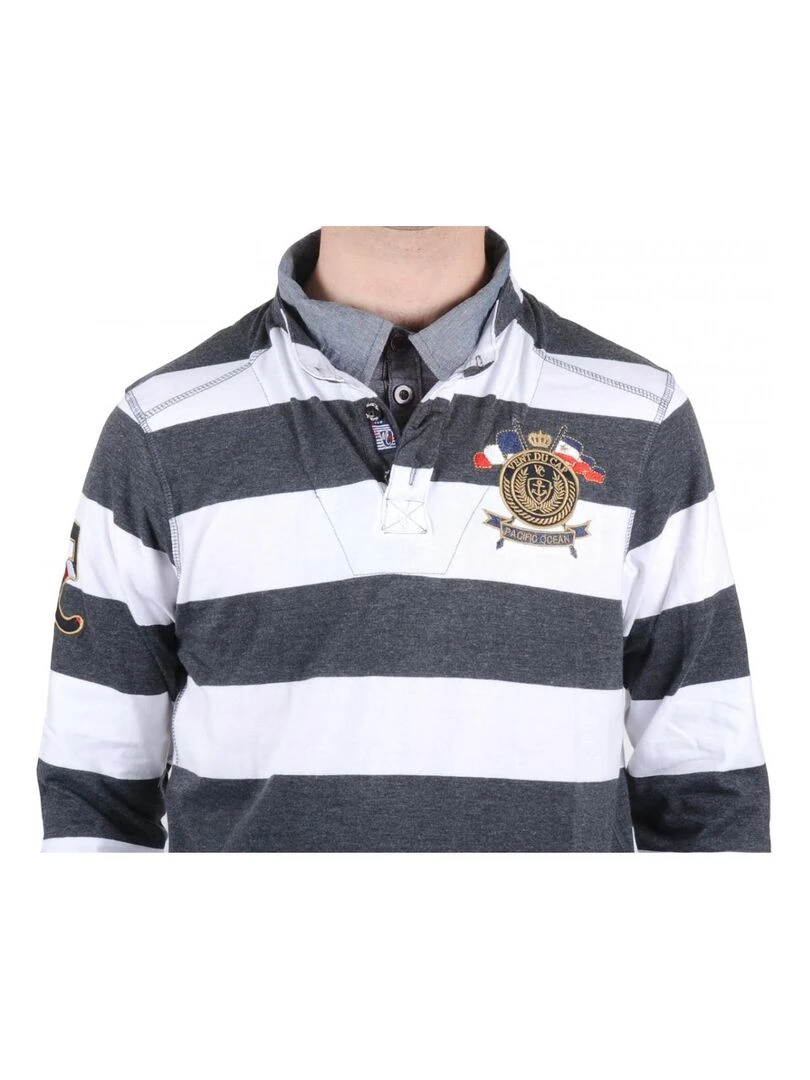 Polo manches longues homme CRASTY   VENT DU CAP   Gris