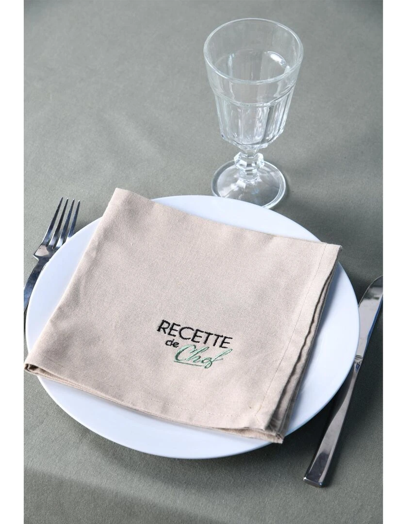 Duo de serviettes de tables bicolores Kaki