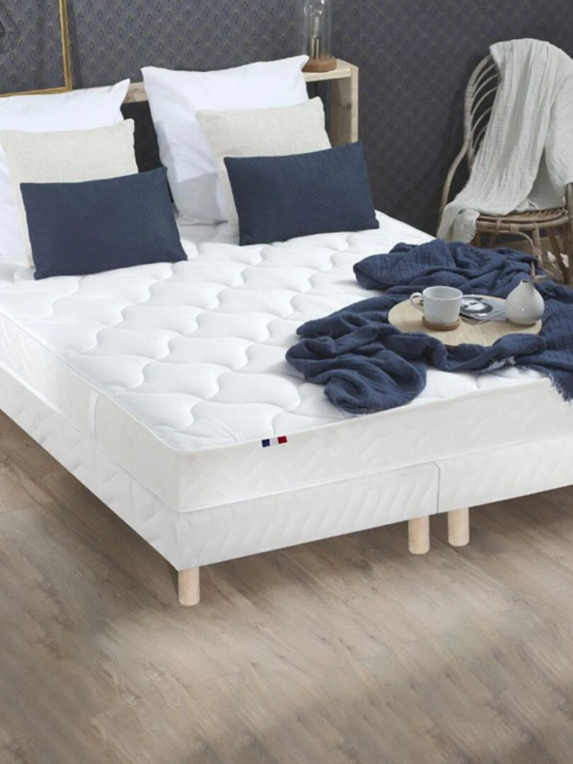 Ensemble Matelas Mousse ferme réversible ALTO + Sommier Made in France Sommier Blanc Blanc