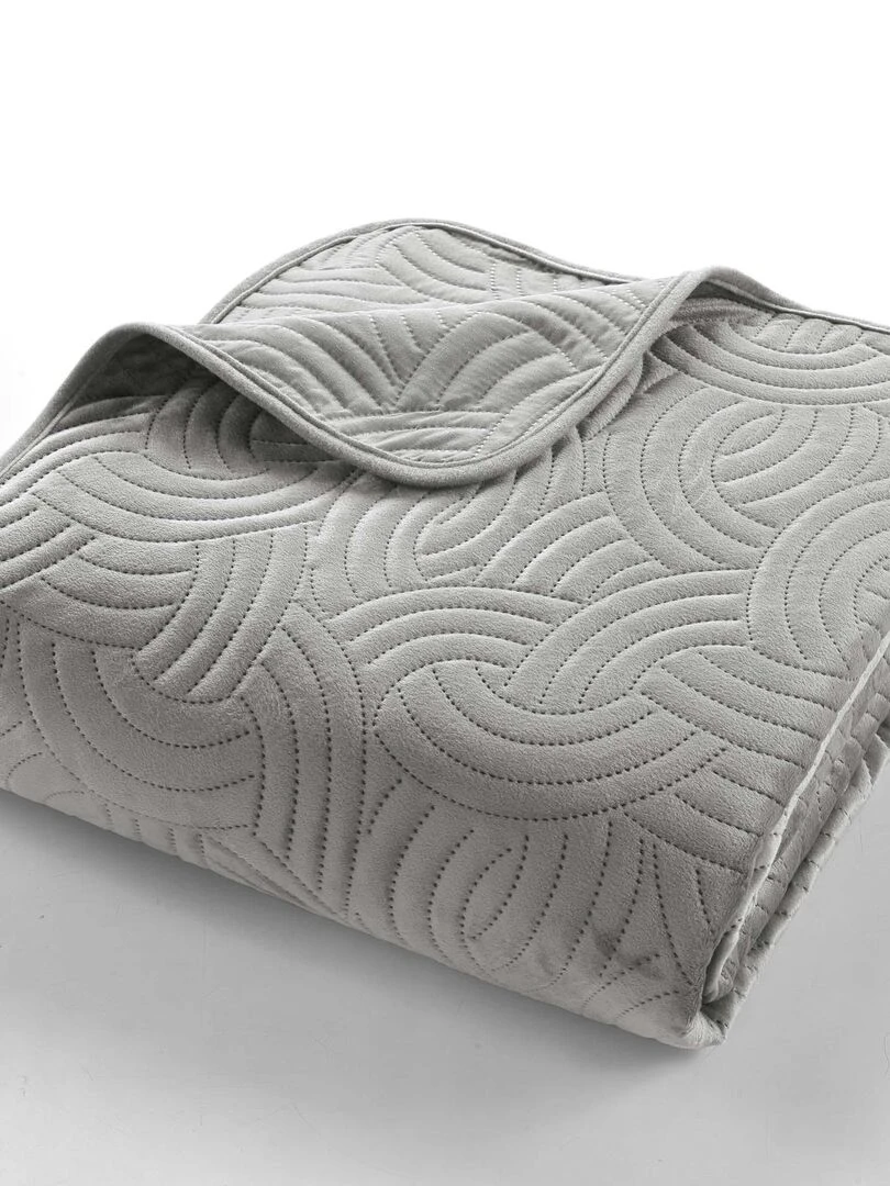 Couvre lit velours Solange Gris