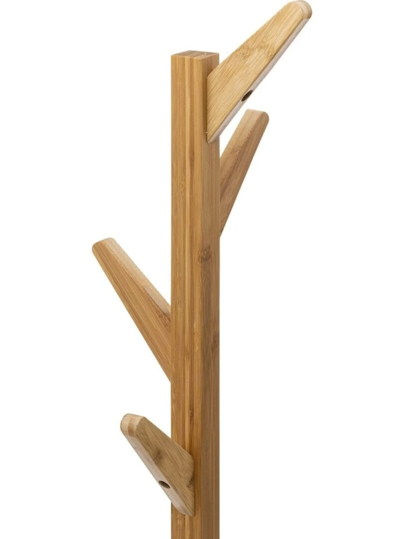Porte manteaux bambou 4 têtes 3 étagères Beige