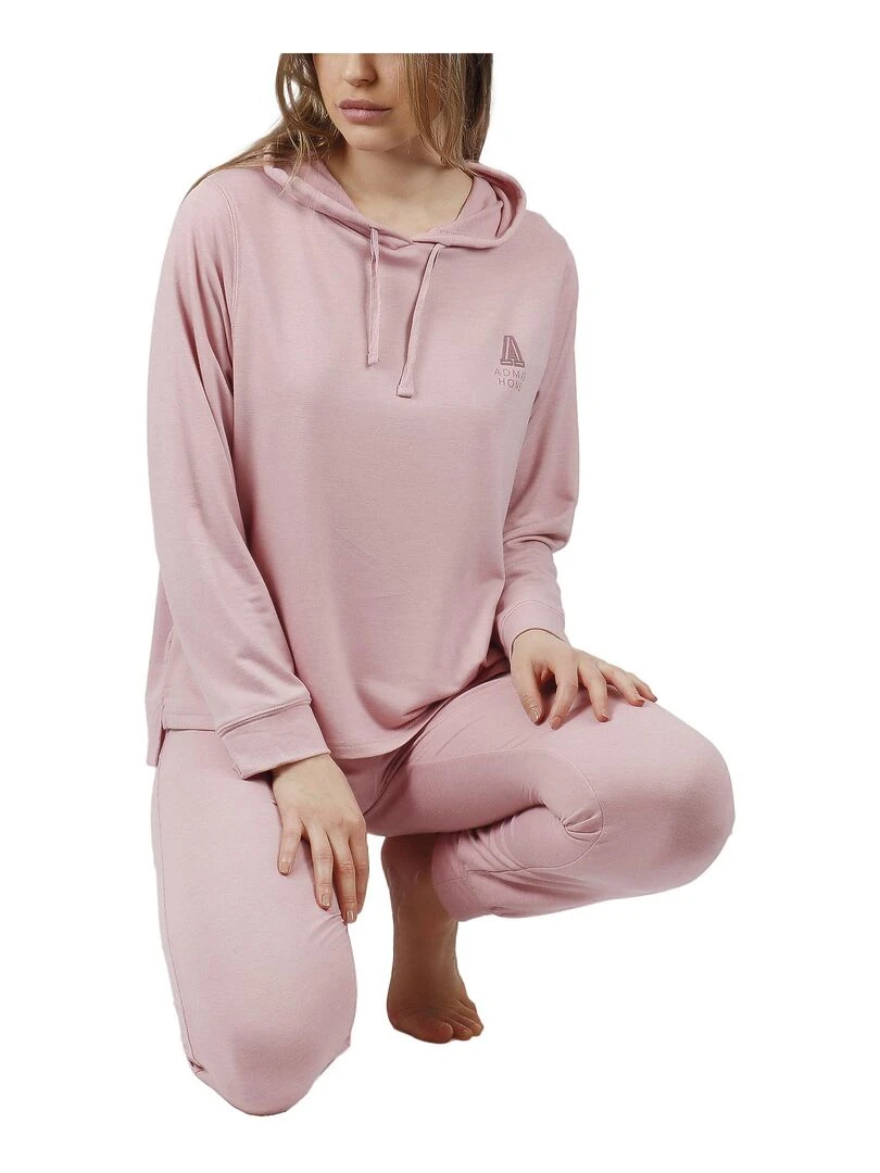 Pyjama pantalon sweat capuche Make It Happen   Rose