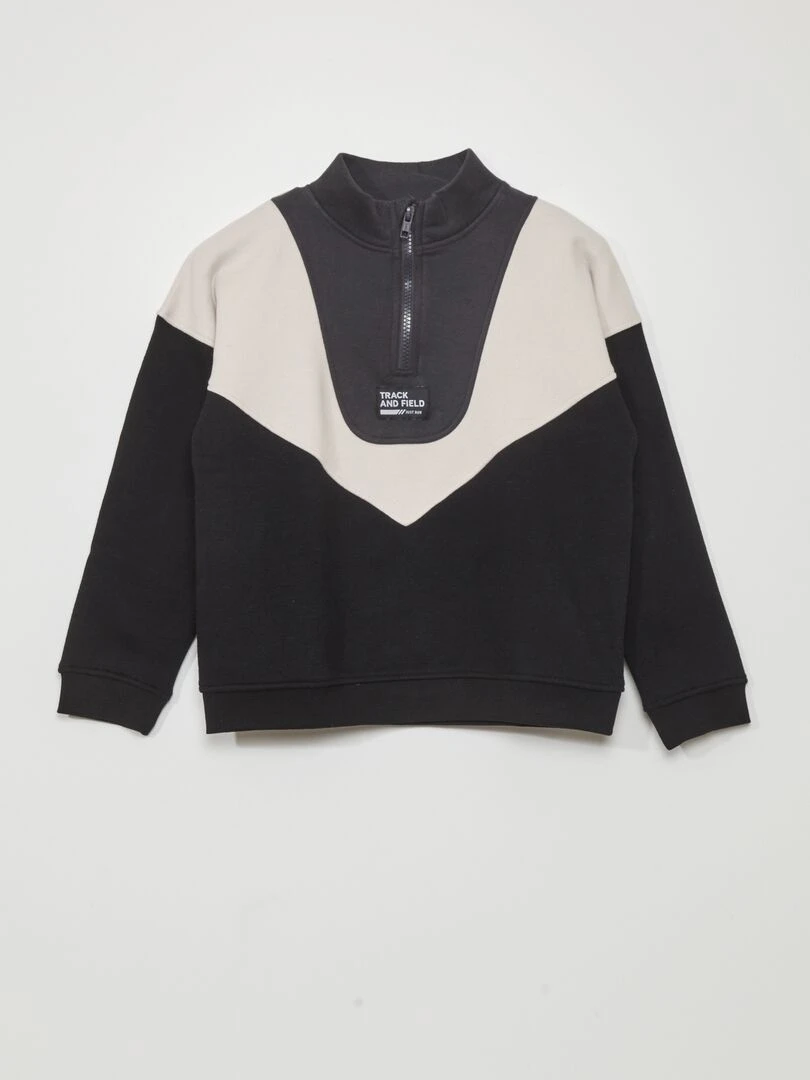 Sweat colorblock en col camionneur Beige/noir