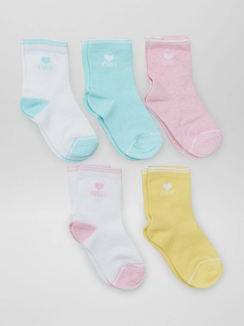 Lot 5 de chaussettes hautes Rose