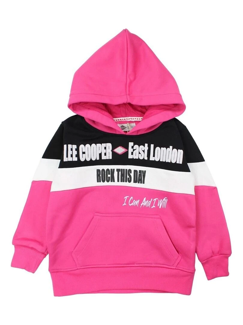 Lee Cooper Sweat fille imprimé logo en coton Rose fushia