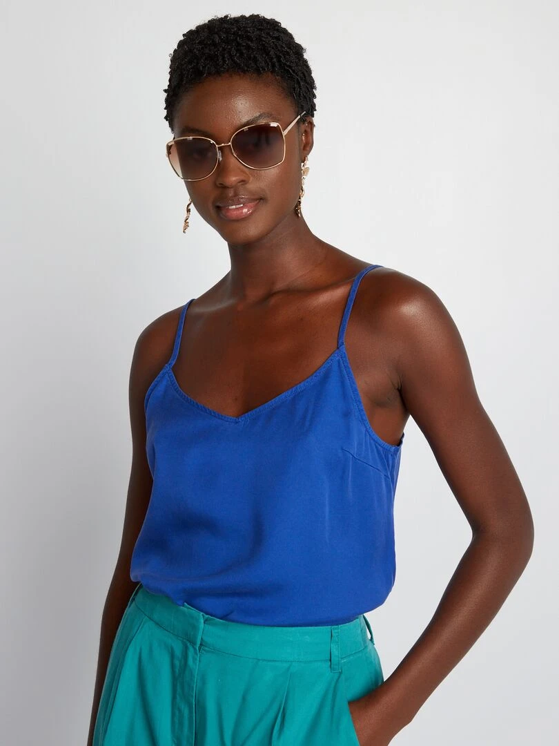Top à fines bretelles Bleu