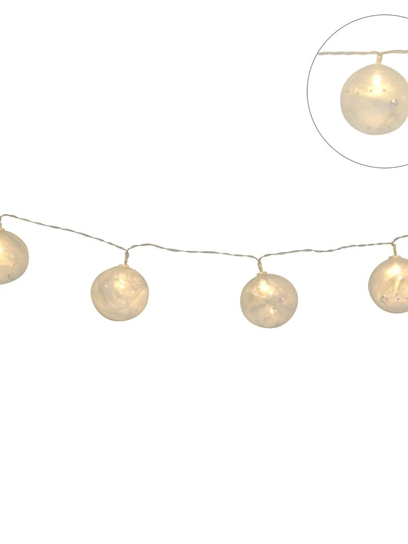 Guirlande interieur 10 boules plumes Blanc