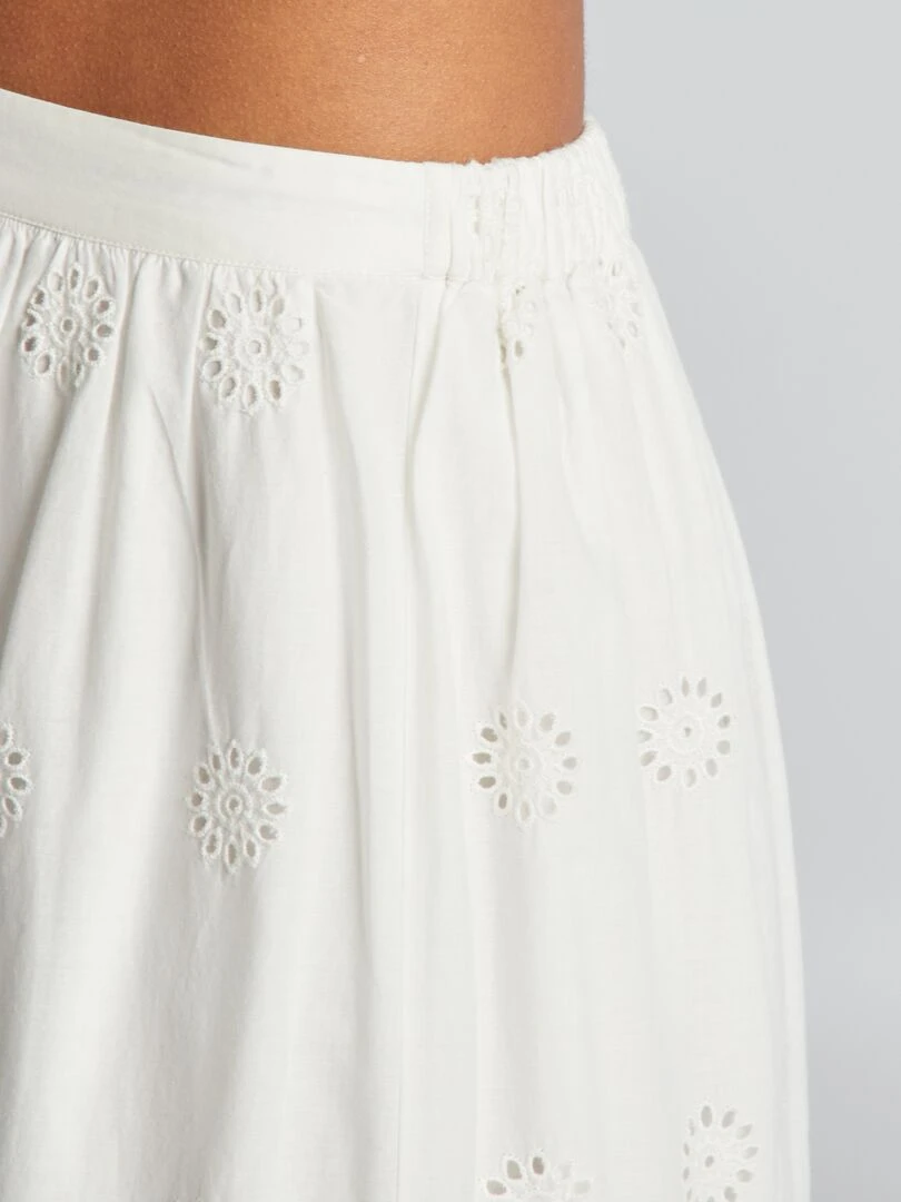 Jupe longue en broderie anglaise   Blanc