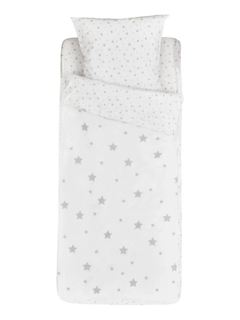 Bleu Câlin Rechange Caradou® Mixte Etoiles Parure de Lit Enfant Sans Couette 90x190cm Blanc Gris
